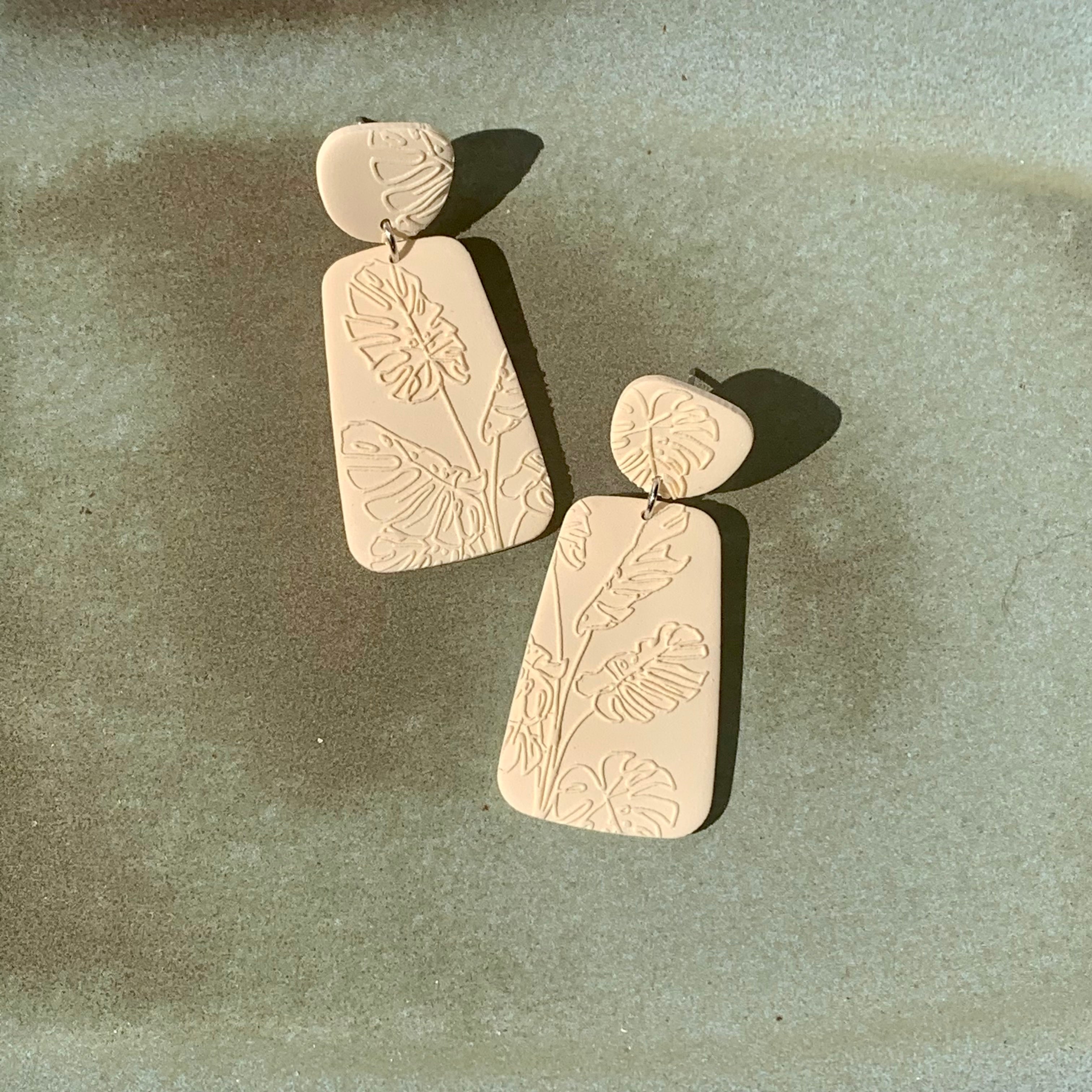 Ivory Monstera Dangles