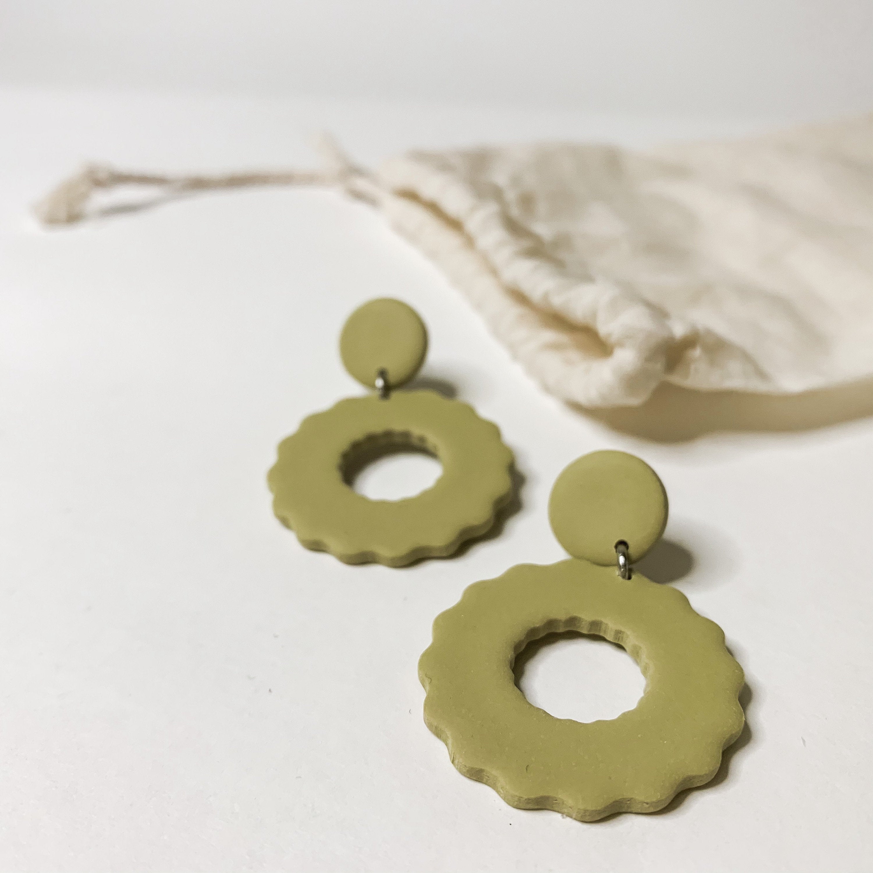 Chartreuse Scalloped Dangles