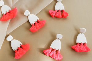 Neon Pink Tassel Dangles