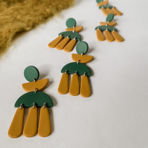 Green & Gold Statement Dangles